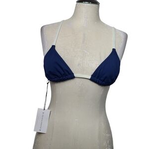 NWT Solid & Striped Blue Bikini Top S